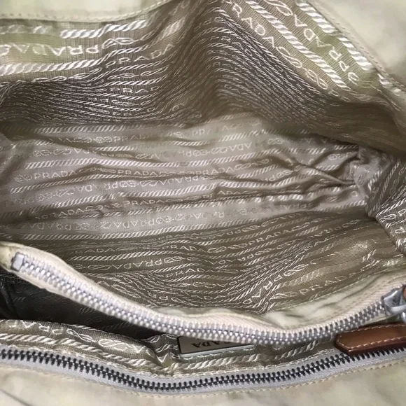 Beautiful Vintage Prada Cammello Nylon w/ Leather Handles Shopping Tote Bag - Picture 10 of 15